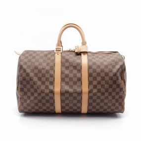 Louis Vuitton Damier Canvas Leather Keepall 45 Bag