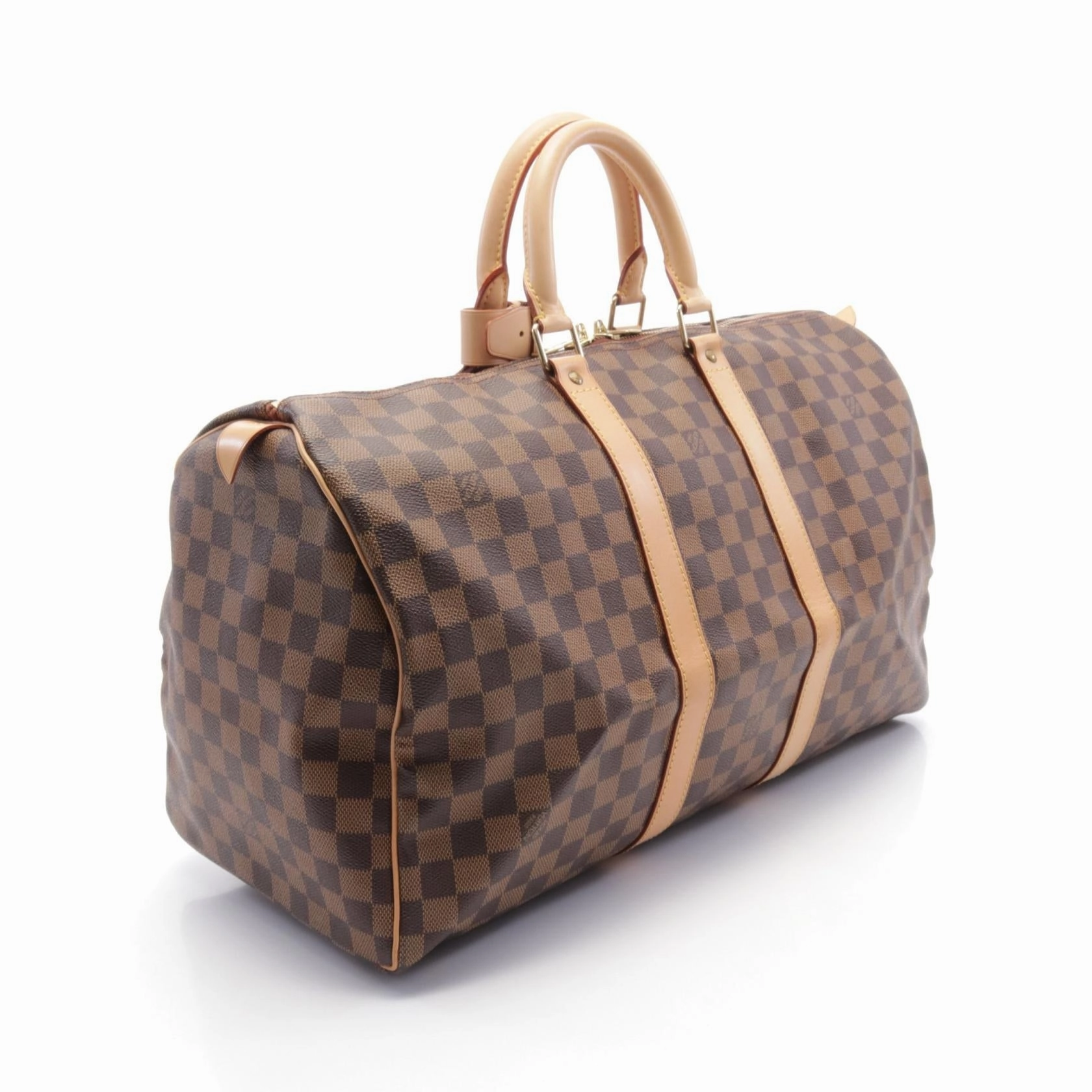 Louis Vuitton Damier Canvas Leather Keepall 45 Bag