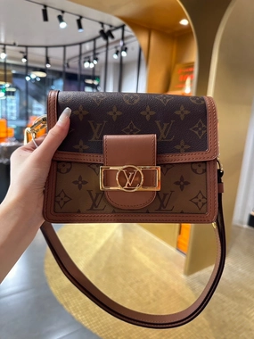 Louis Vuitton Dauphine Brown Monogram Canvas Crossbody Bag Medium