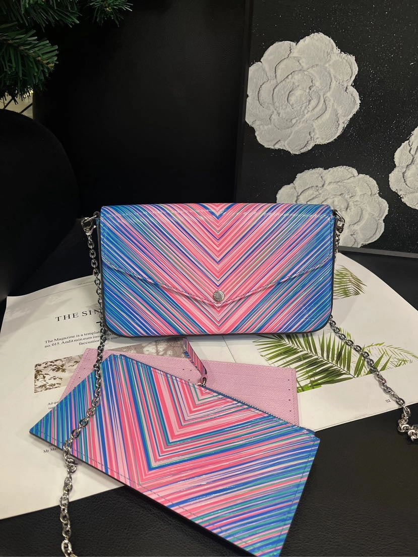 Louis Vuitton Limited Edition Pink Blue Three-in-One Crossbody Bag