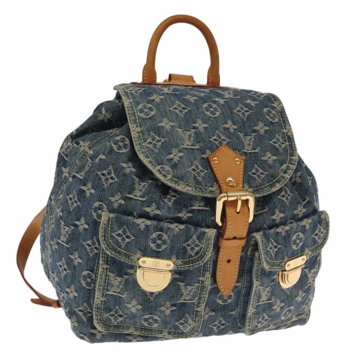 LOUIS VUITTON Monogram Denim Sac A DosGM Backpack Blue M95056 LV 106296A