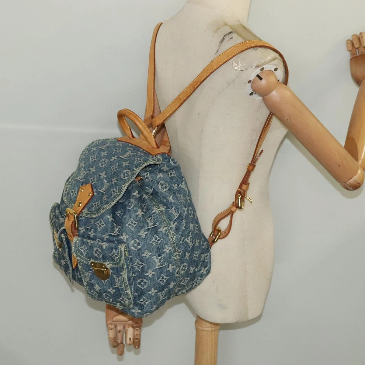 LOUIS VUITTON Monogram Denim Sac A DosGM Backpack Blue M95056 LV 106296A