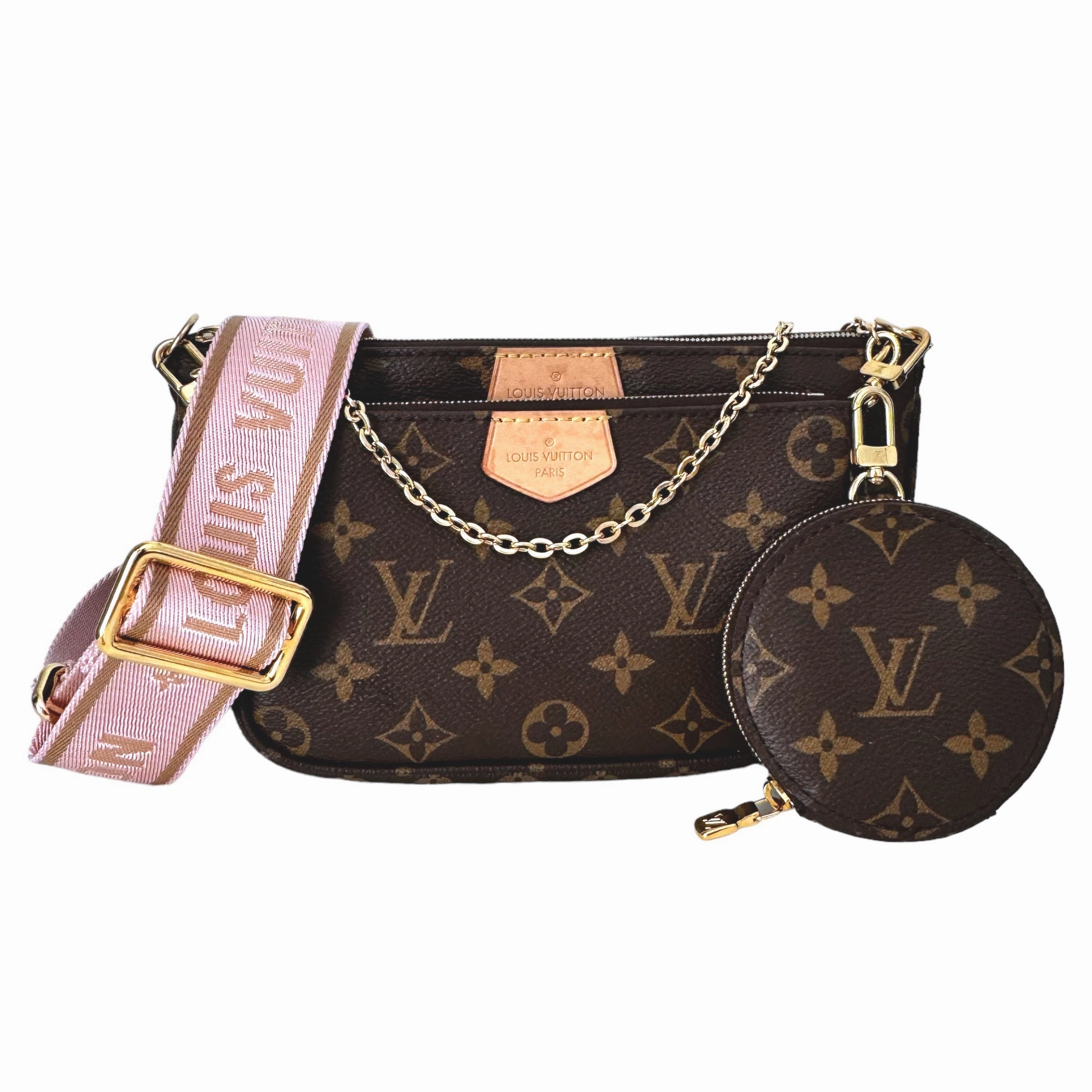 Louis Vuitton Multi Pochette Accessoires Monogram Rose Clair Crossbody Bag