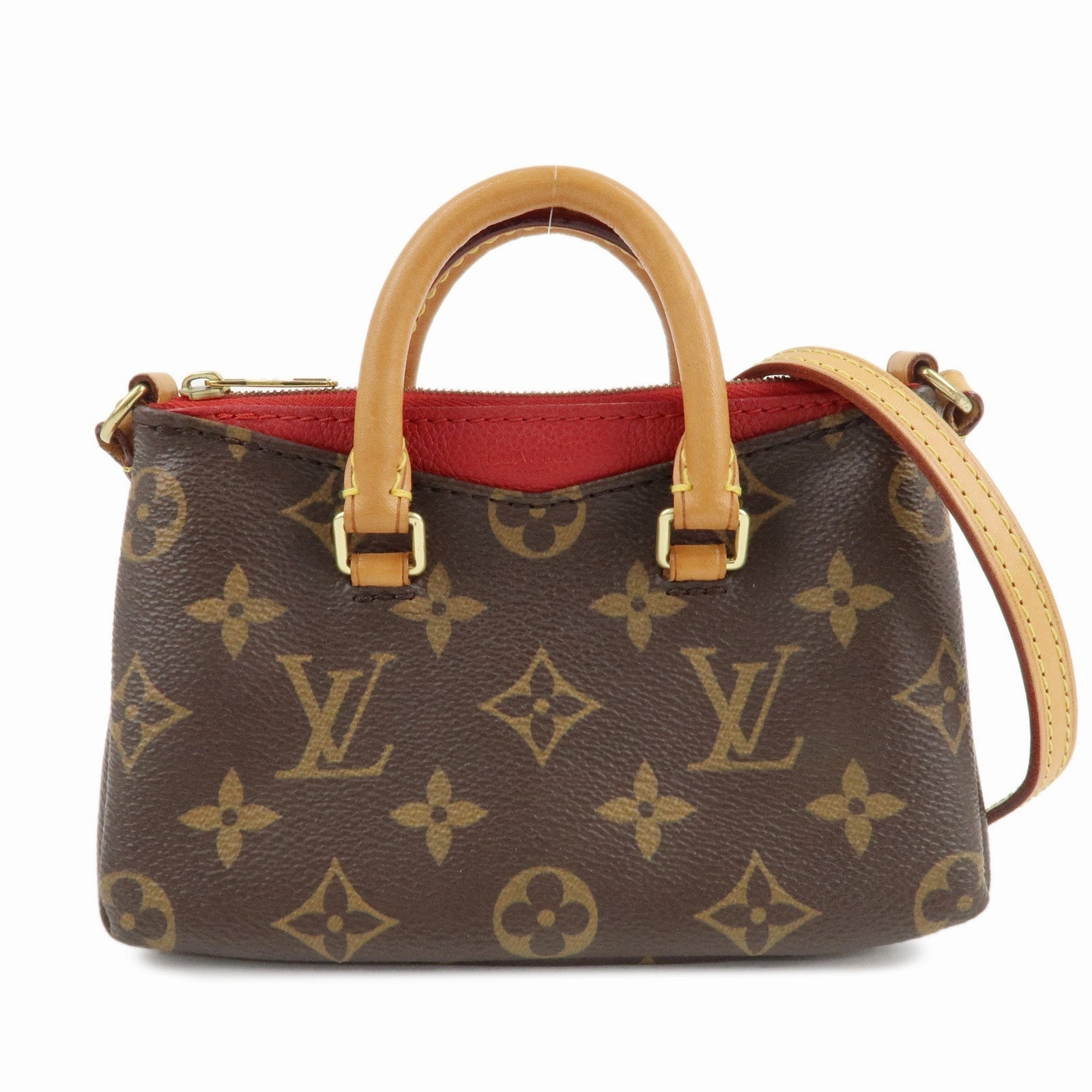 Louis Vuitton Nano Pallas Shoulder Bag Brown Cerise M61254