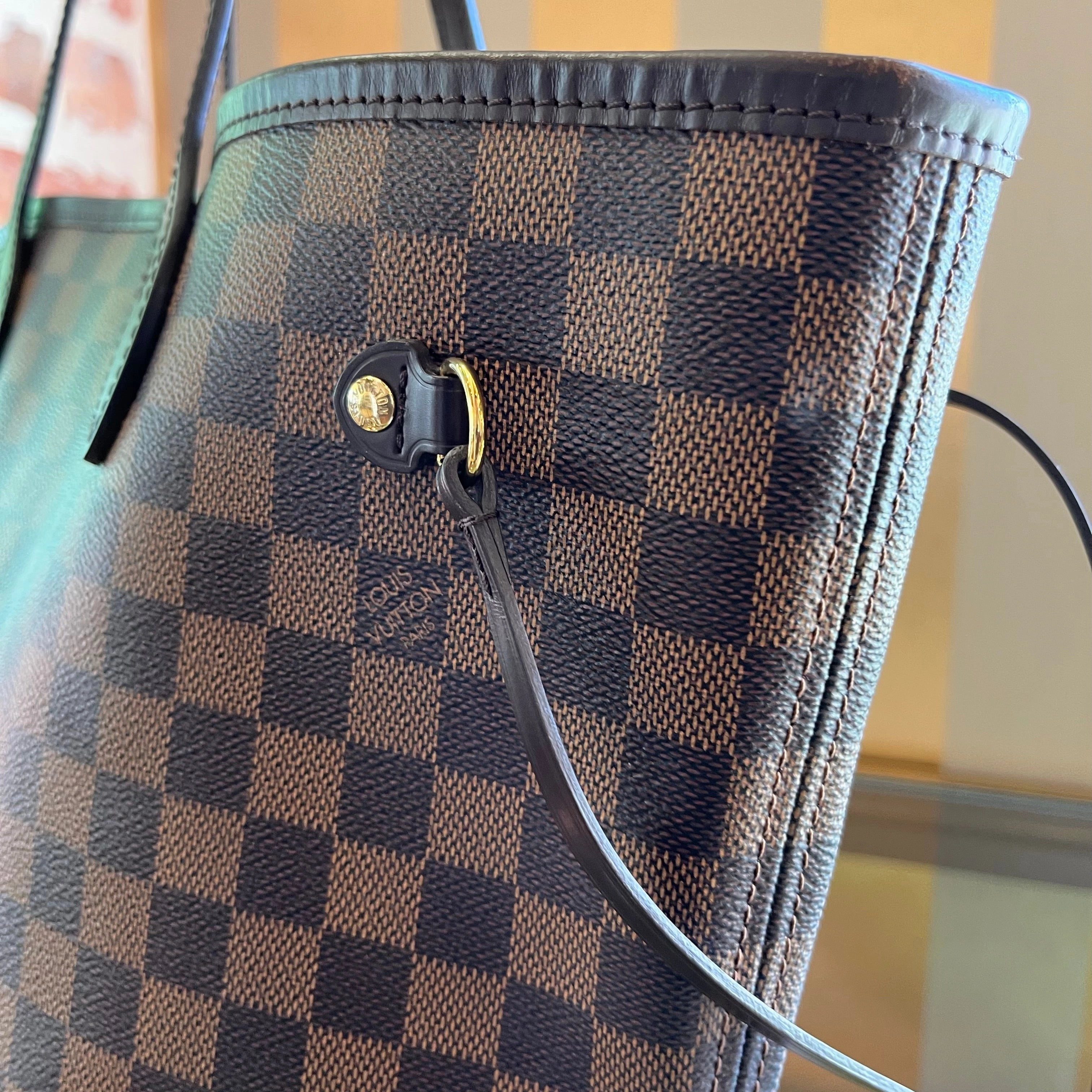 LOUIS VUITTON Neverfull MM Damier Ebene Canvas Tote Bag