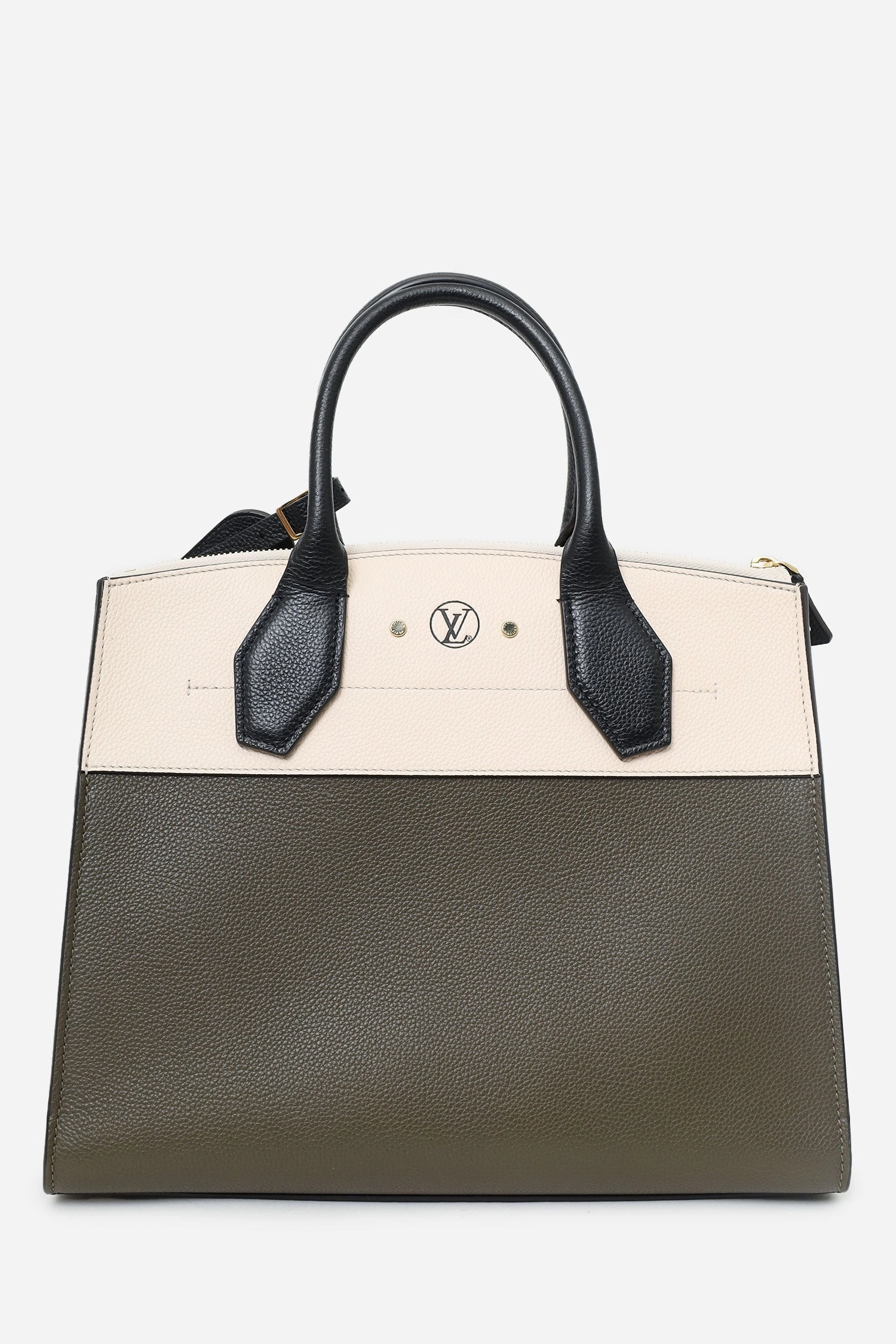 Louis Vuitton Olive/White/Black Taurillon City Steamer MM with Strap