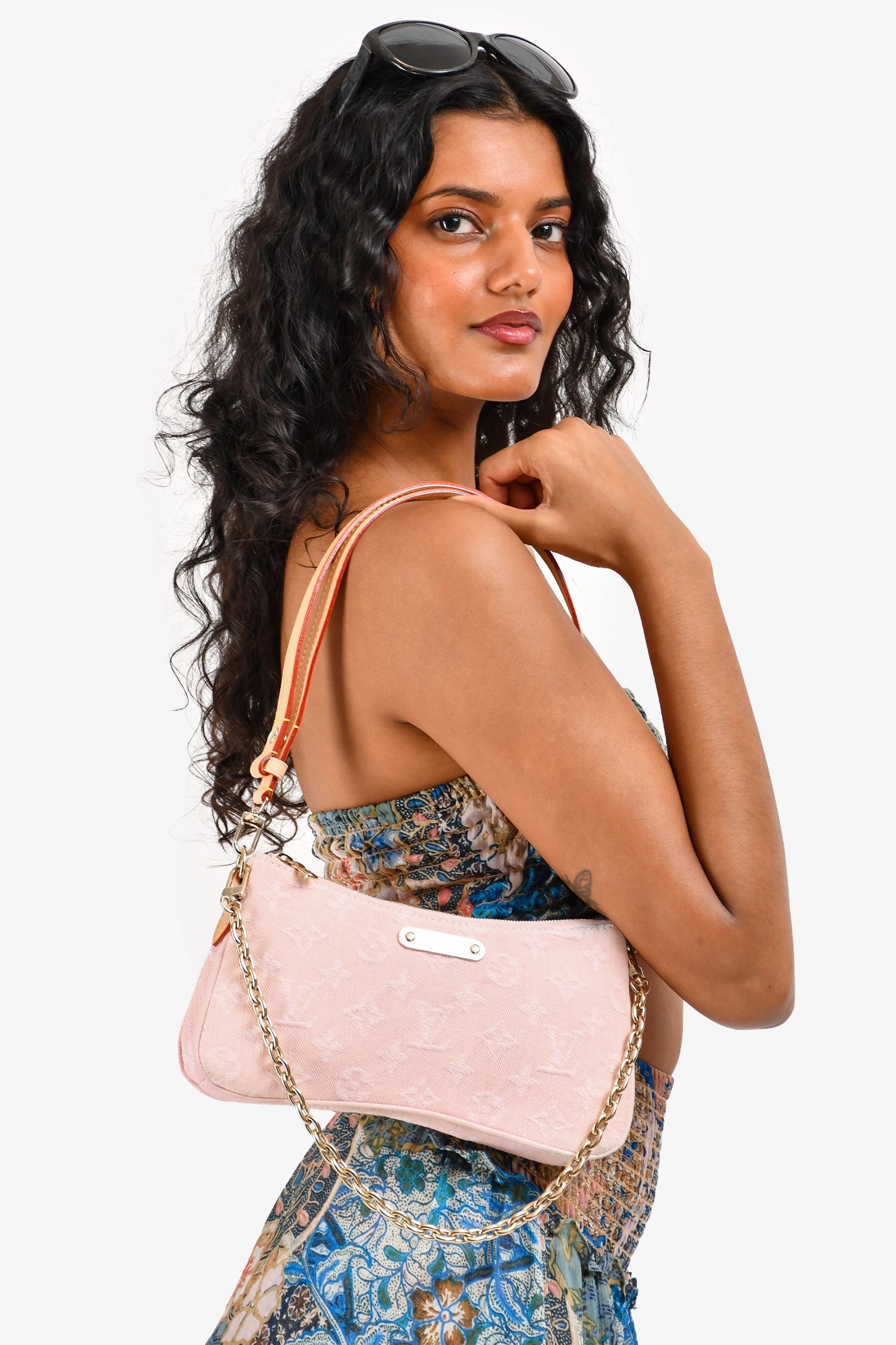 Louis Vuitton Pink Denim 2-Way 'Liv' Pochette (As Is)