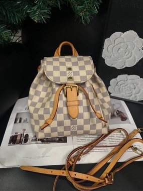 Louis Vuitton Sperone White Checkered Backpack Medium