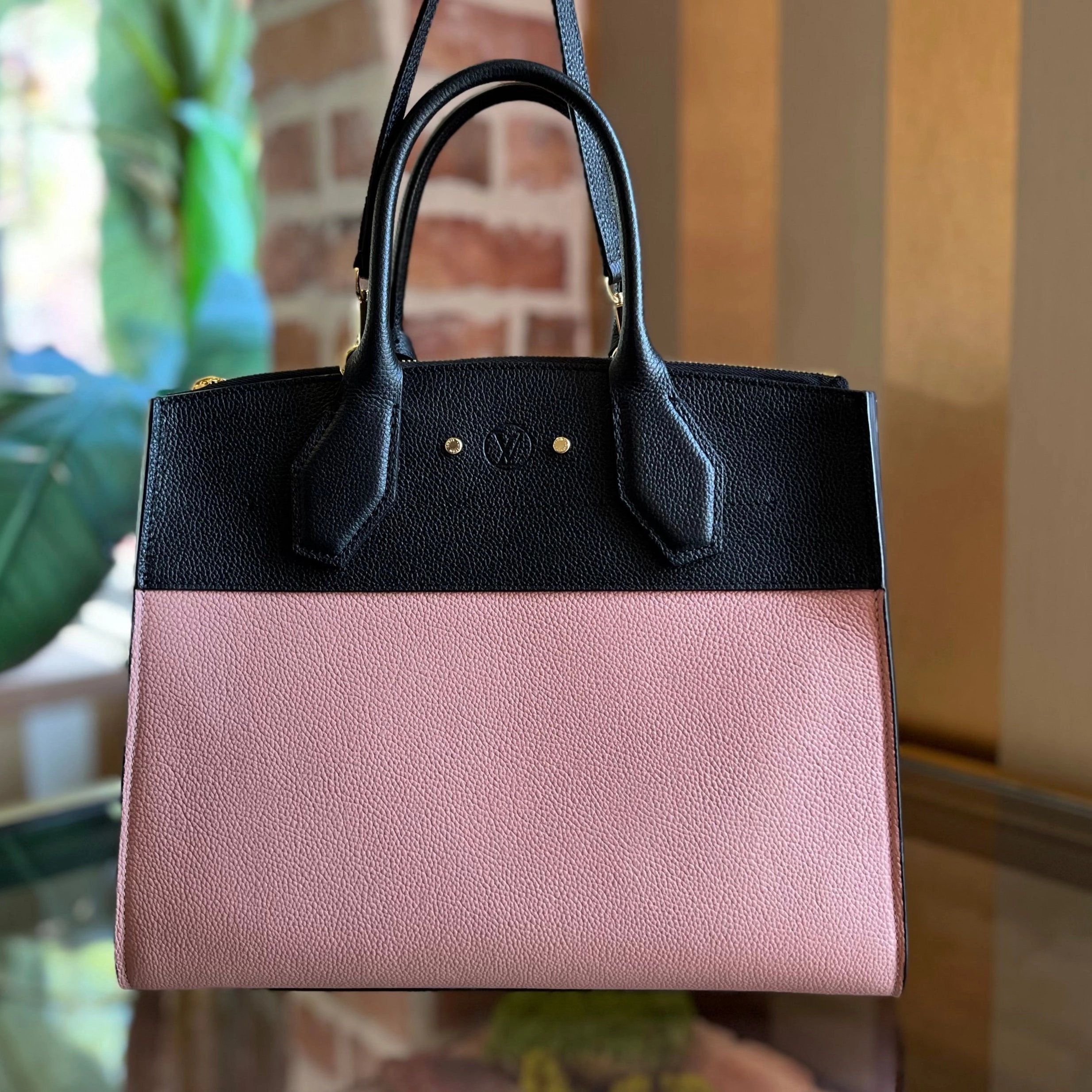 LOUIS VUITTON Steamer City MM Taurillon Leather Tote Bag