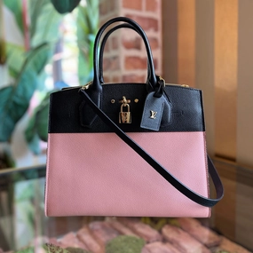 LOUIS VUITTON Steamer City MM Taurillon Leather Tote Bag