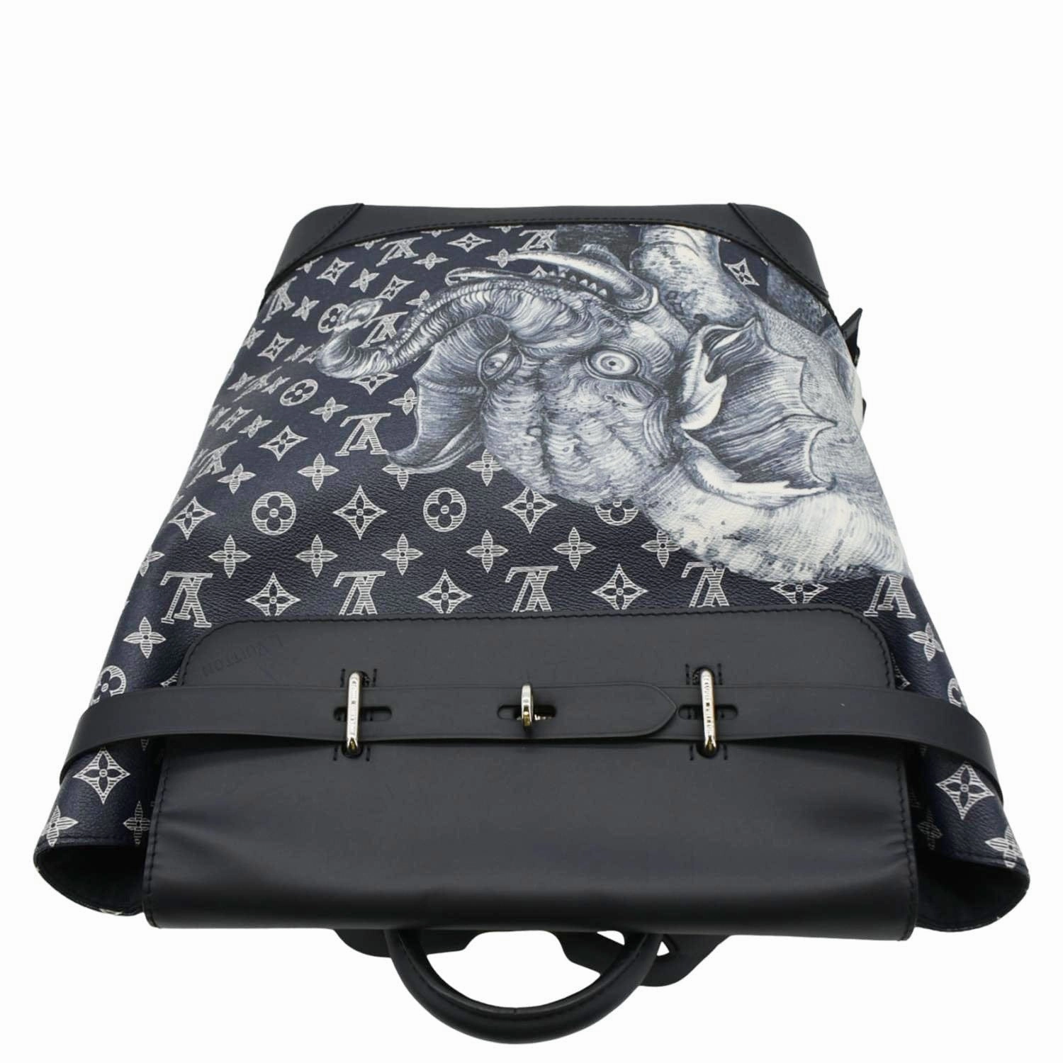 LOUIS VUITTON Steamer Savane Monogram Chapman Canvas Backpack Bag Navy Blue