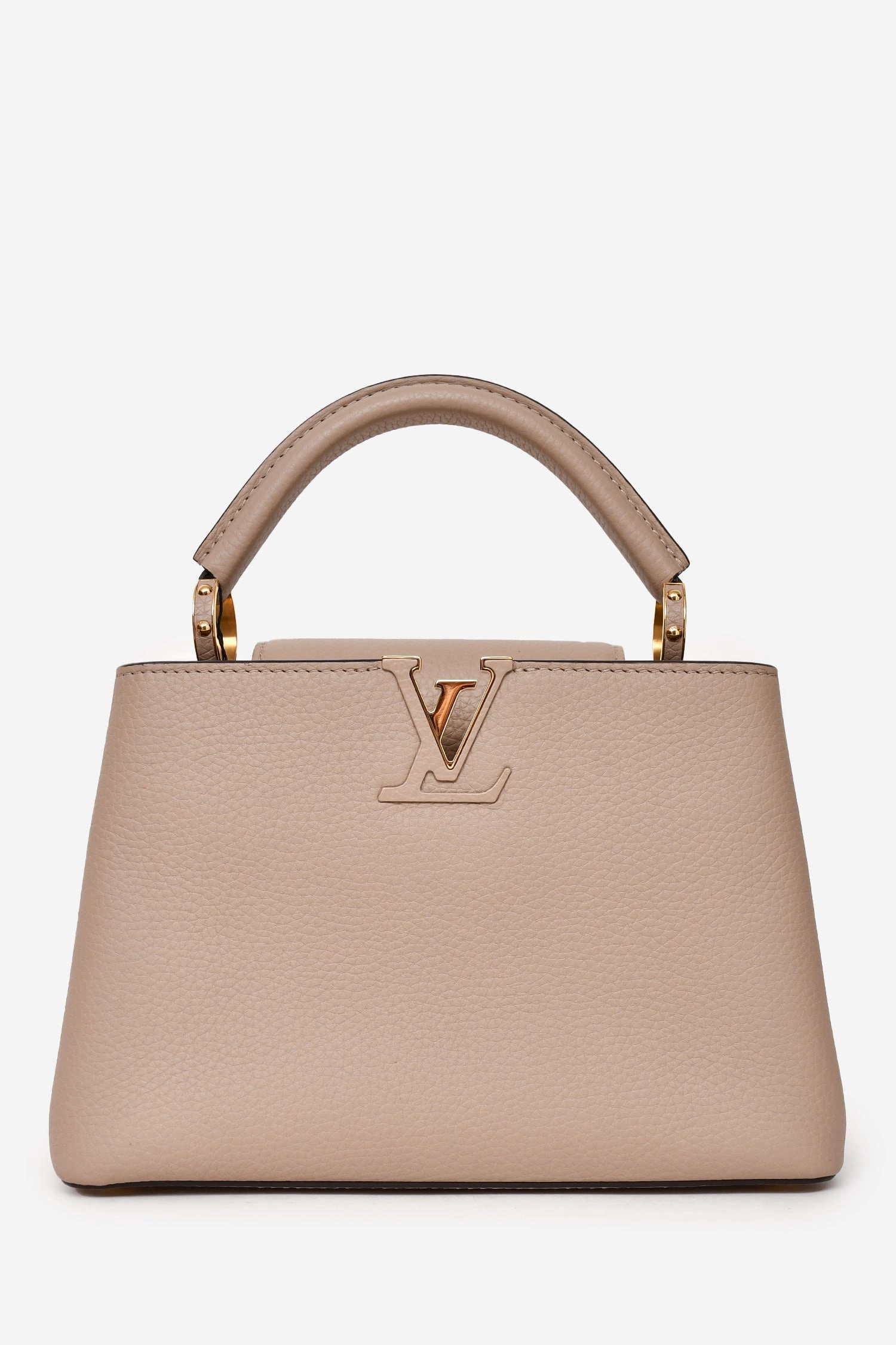 Louis Vuitton Taupe Leather Capucines BB Top Handle Bag with Strap