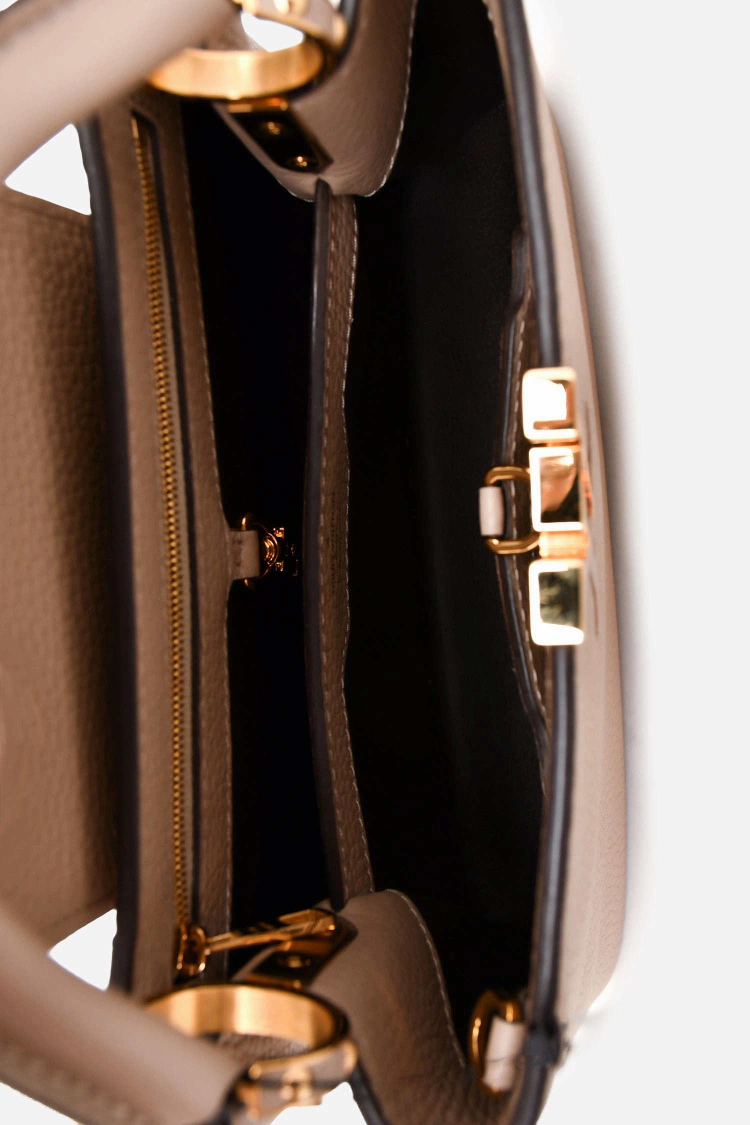 Louis Vuitton Taupe Leather Capucines BB Top Handle Bag with Strap