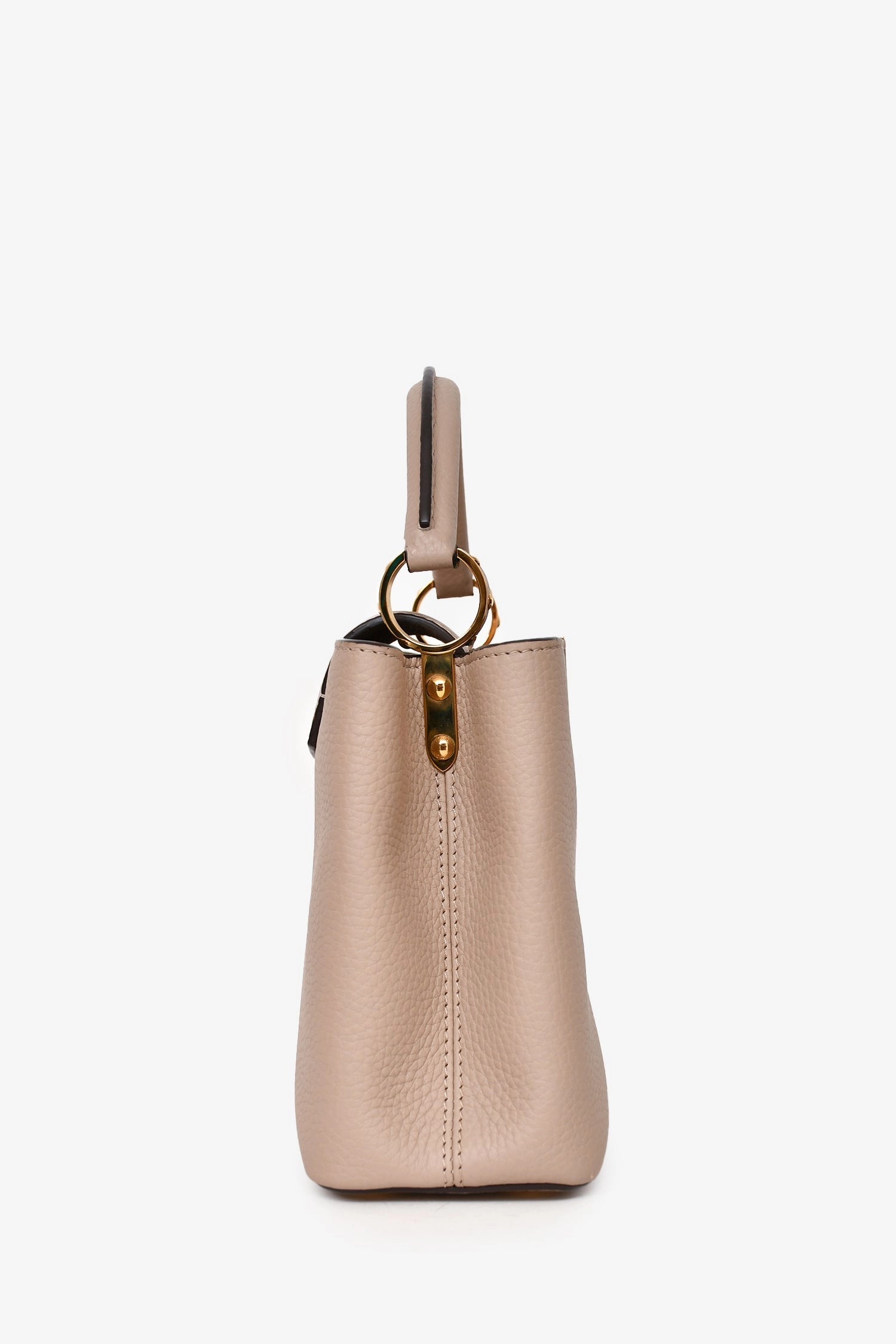 Louis Vuitton Taupe Leather Capucines BB Top Handle Bag with Strap