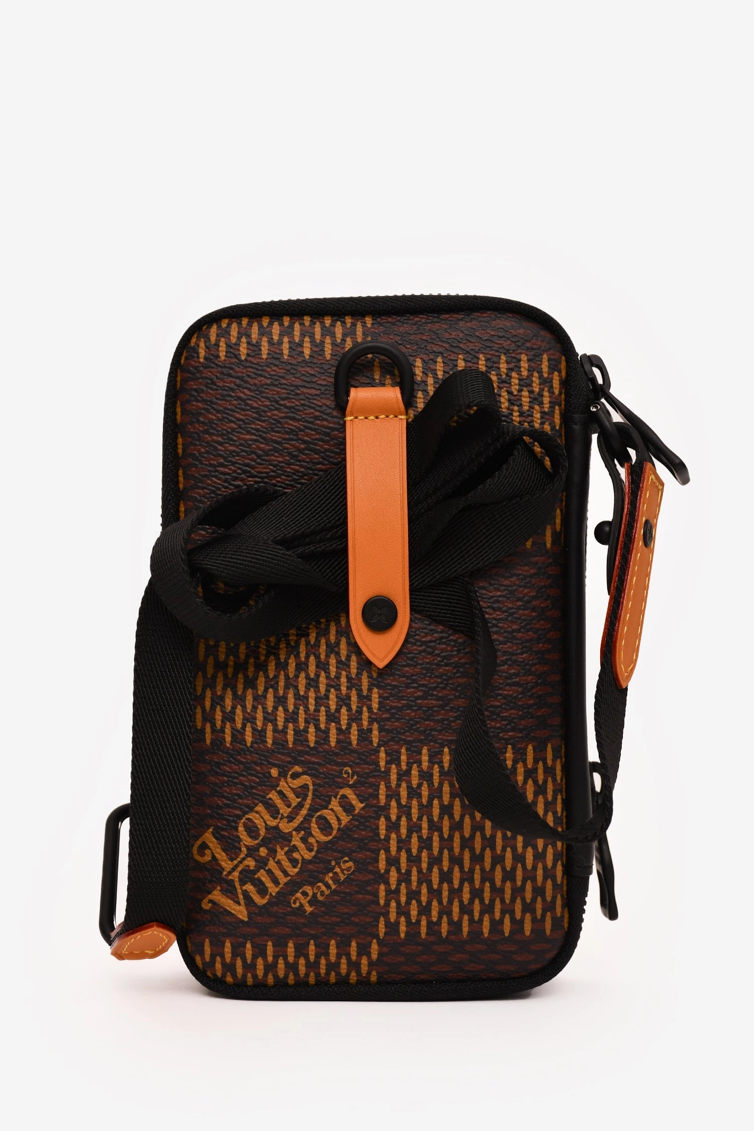 Louis Vuitton x Nigo Brown Giant Damier Ebene Double Phone Pouch Crossbody