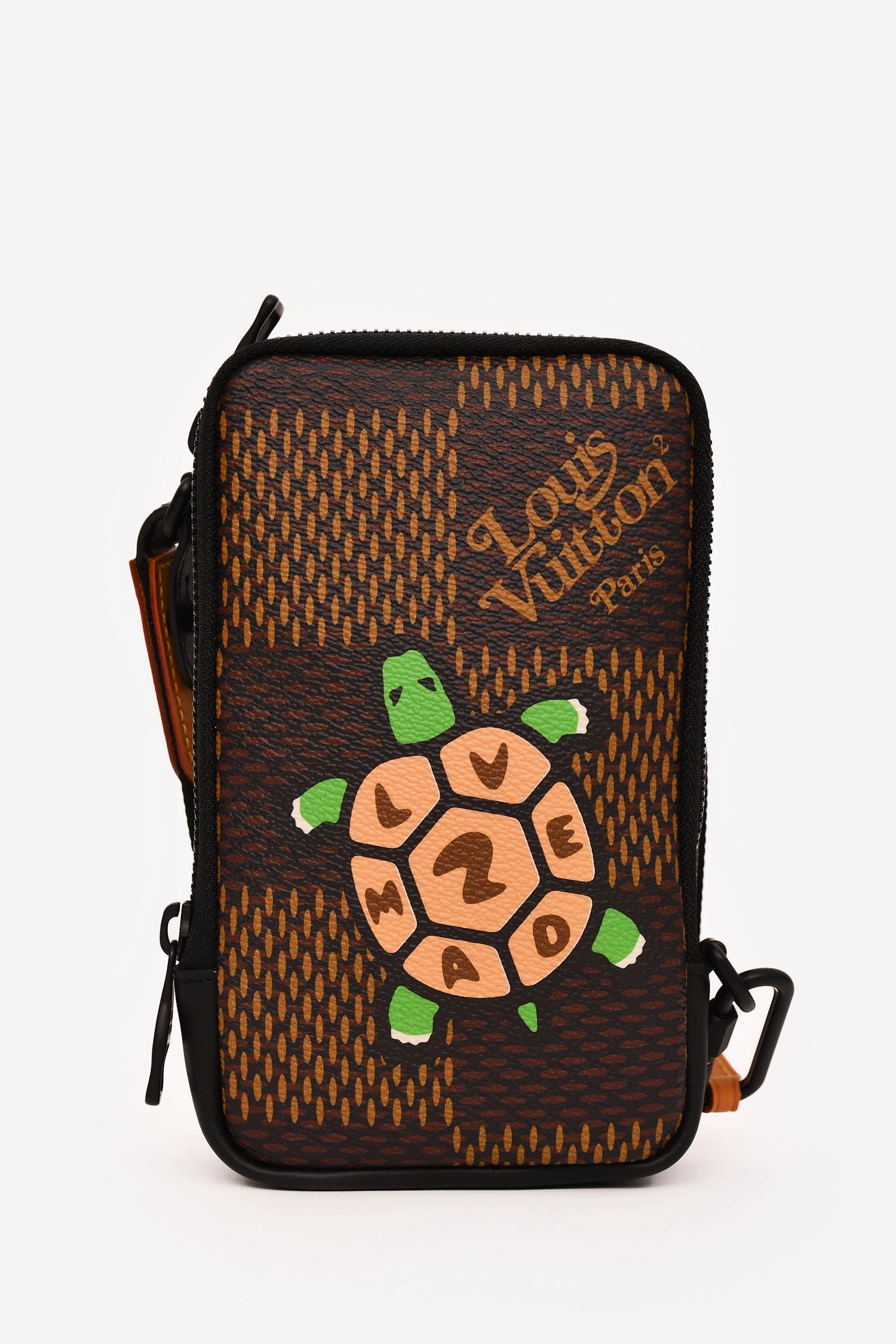 Louis Vuitton x Nigo Brown Giant Damier Ebene Double Phone Pouch Crossbody