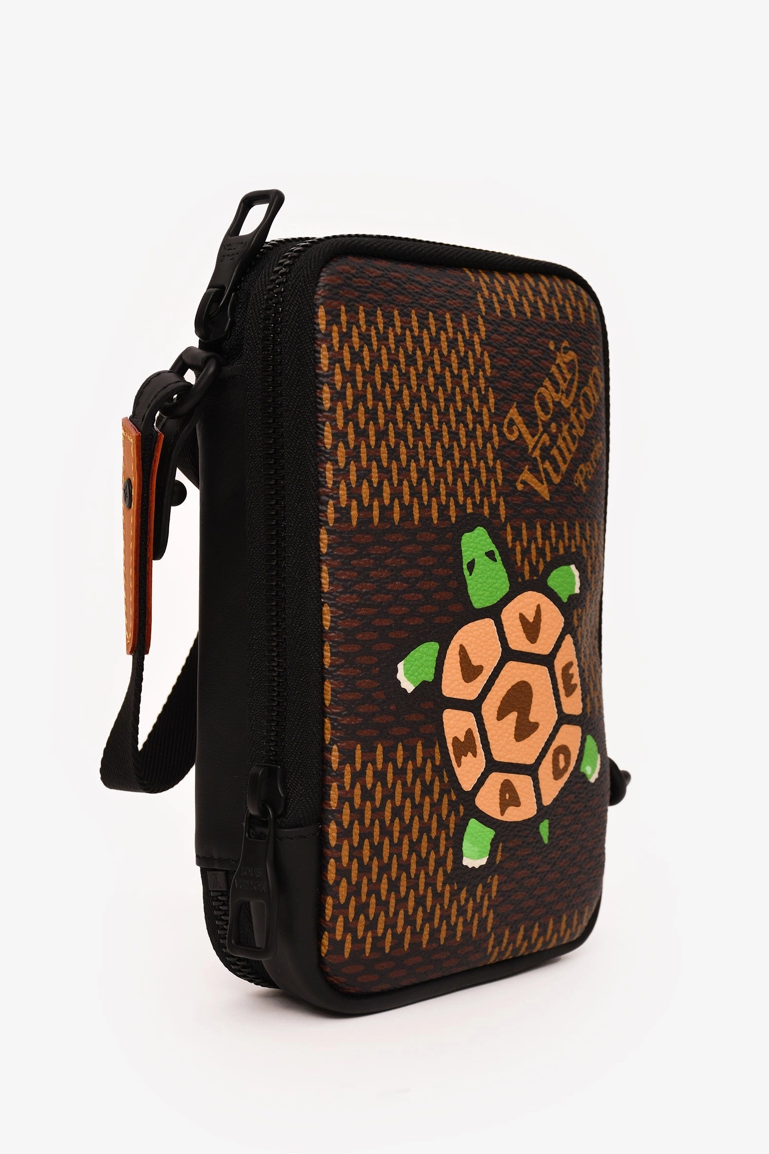 Louis Vuitton x Nigo Brown Giant Damier Ebene Double Phone Pouch Crossbody