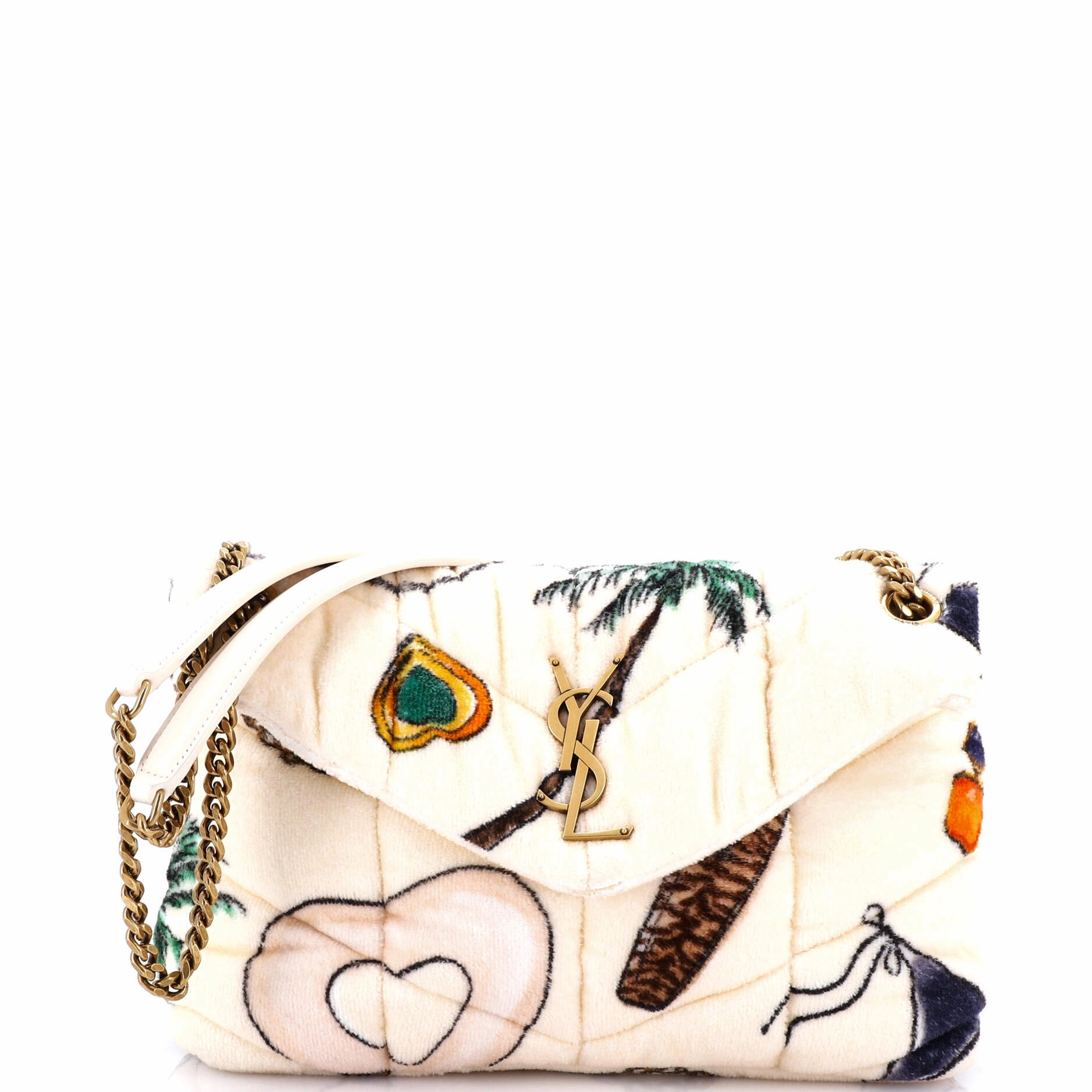 Loulou Puffer Shoulder Bag Quilted Printed Terry Cloth Small