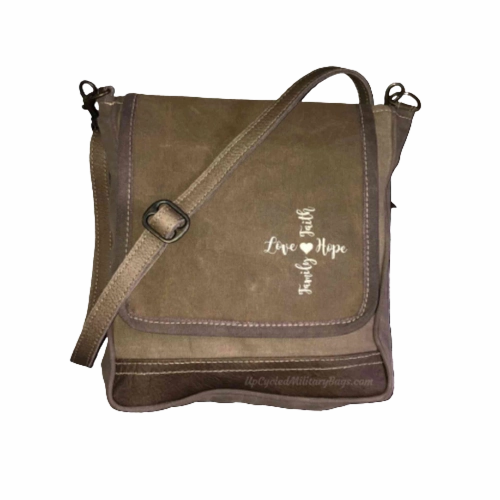 Love Hope Faith Family Sustainable Purse Small Messenger Crossbody Bag