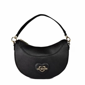 Love Moschino Heart Logo Plaque Black Crossbody Bag
