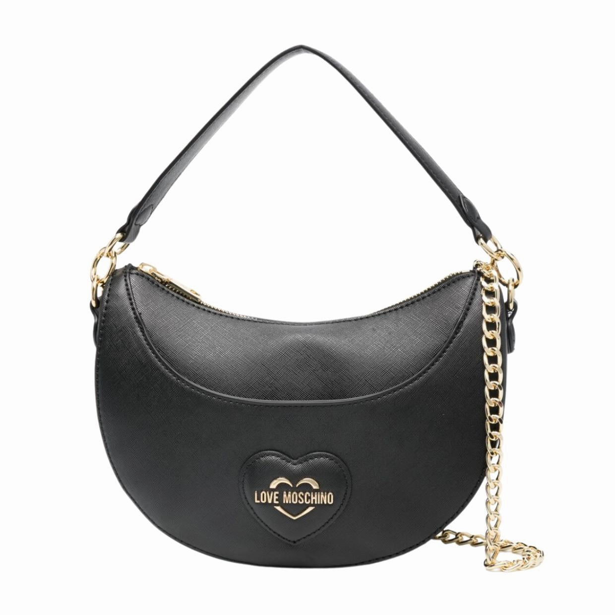 Love Moschino Heart Logo Plaque Black Crossbody Bag