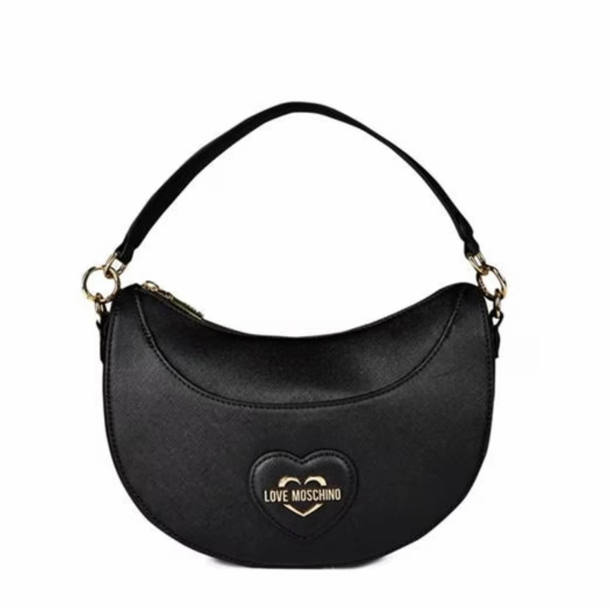 Love Moschino Heart Logo Plaque Black Crossbody Bag