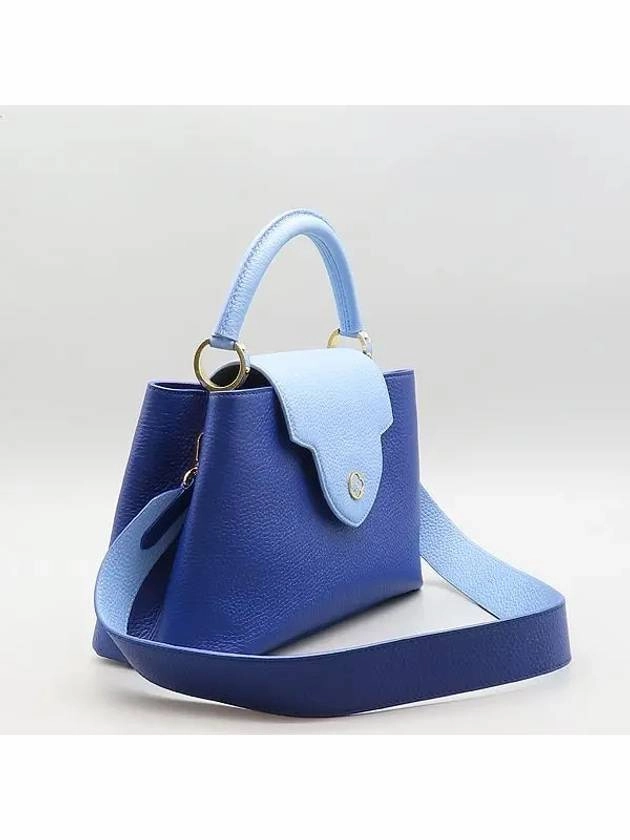 M22674 Blue Sky Color Taurillon Leather Capucine MM Top Handle Tote Bag Shoulder Strap 2WAY