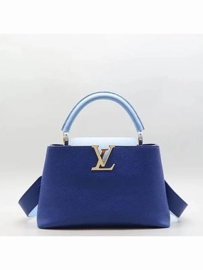 M22674 Blue Sky Color Taurillon Leather Capucine MM Top Handle Tote Bag Shoulder Strap 2WAY