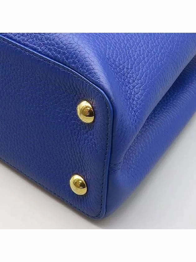 M22674 Blue Sky Color Taurillon Leather Capucine MM Top Handle Tote Bag Shoulder Strap 2WAY