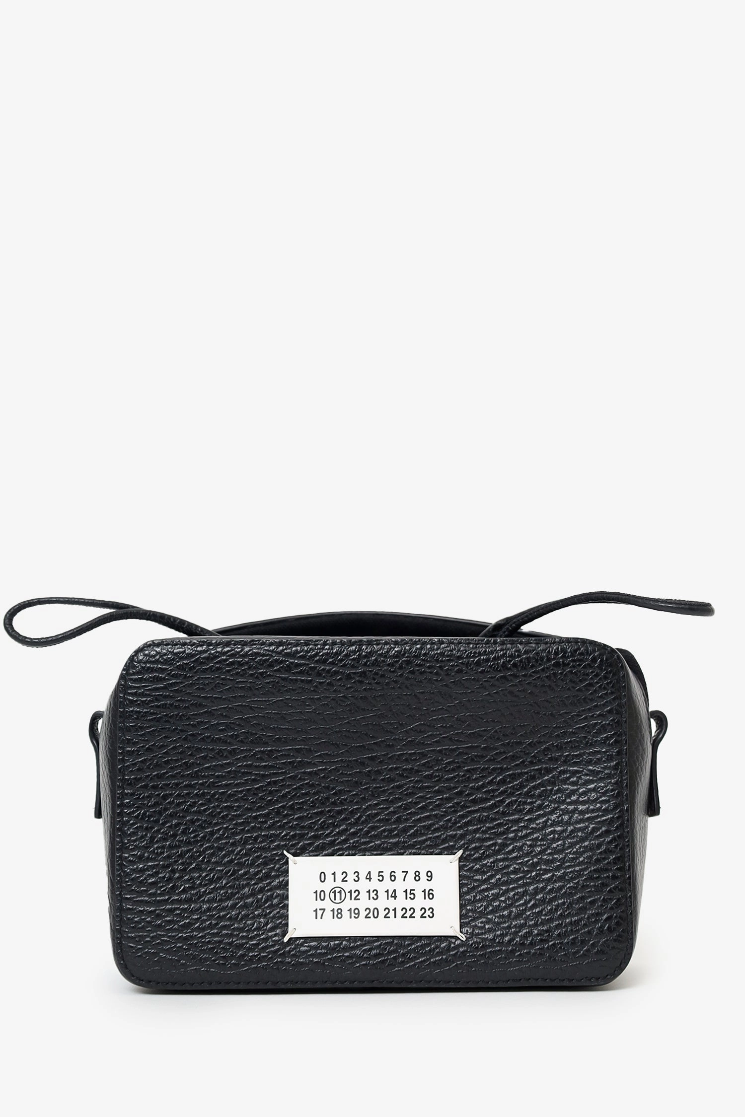 Maison Margiela Black Leather/Canvas Logo Patch Small Satchel Bag