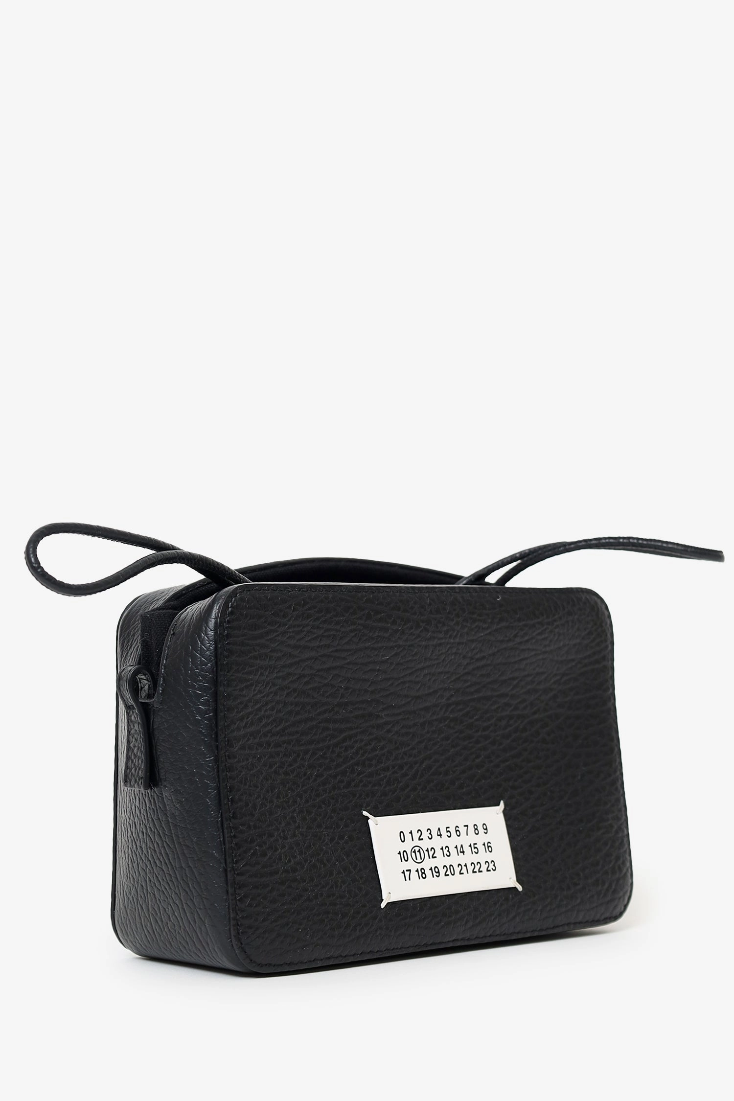 Maison Margiela Black Leather/Canvas Logo Patch Small Satchel Bag