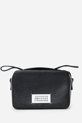 Maison Margiela Black Leather/Canvas Logo Patch Small Satchel Bag