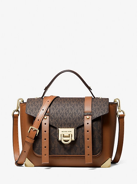 Manhattan Medium Leather and Logo Satchel