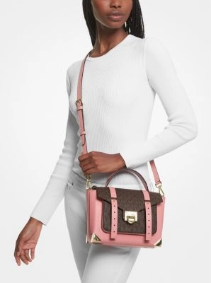 Manhattan Medium Leather and Logo Satchel