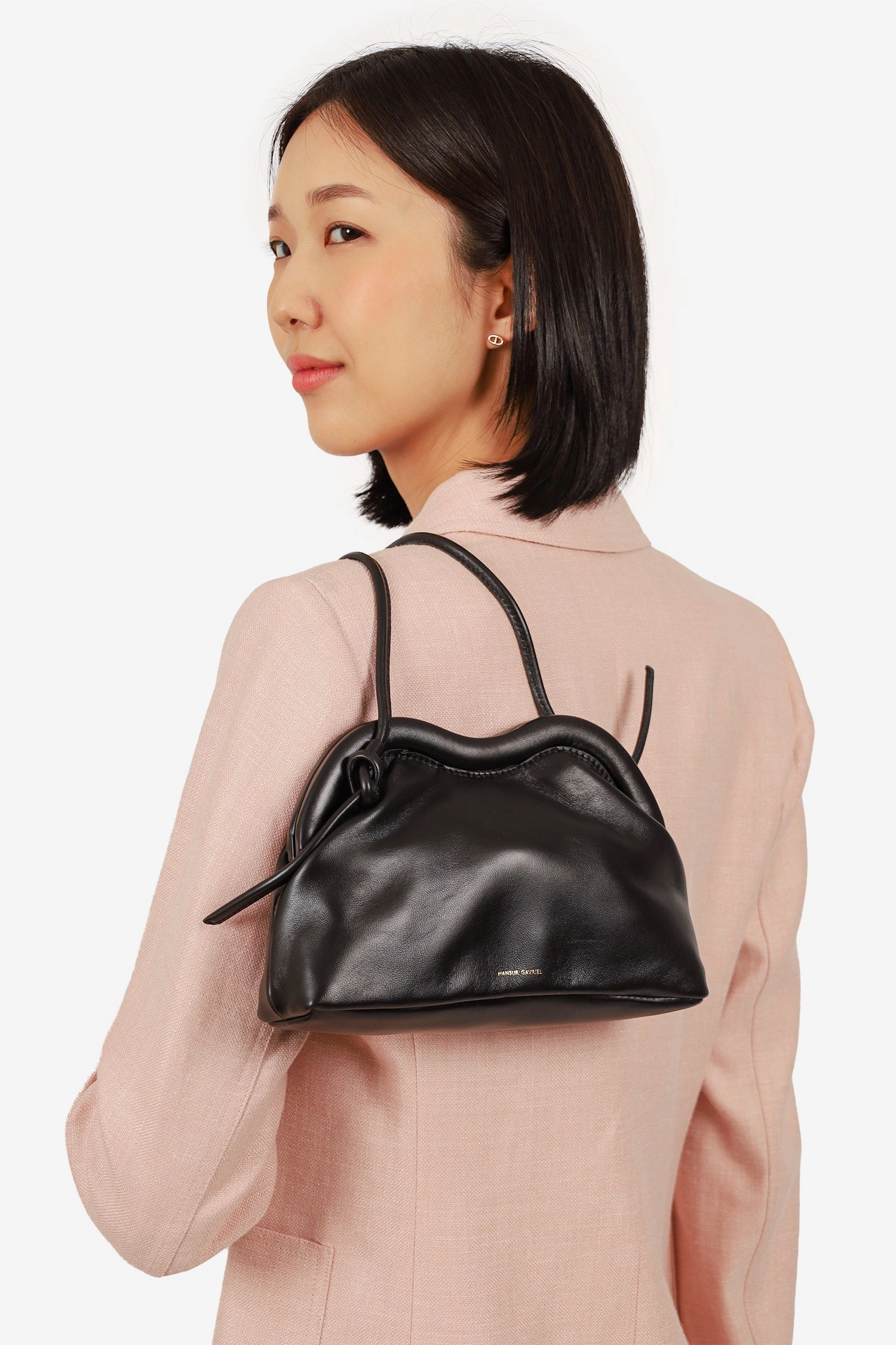 Mansur Gavriel Black Leather Baci Frame Crossbody
