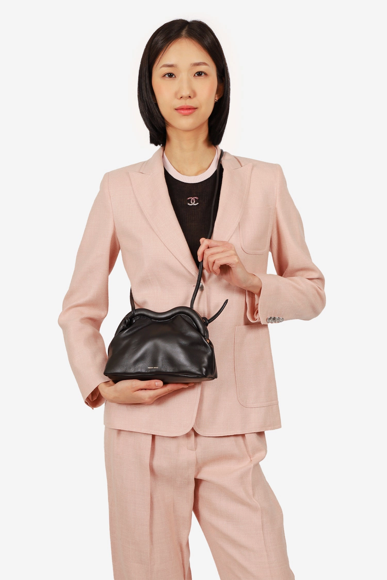 Mansur Gavriel Black Leather Baci Frame Crossbody