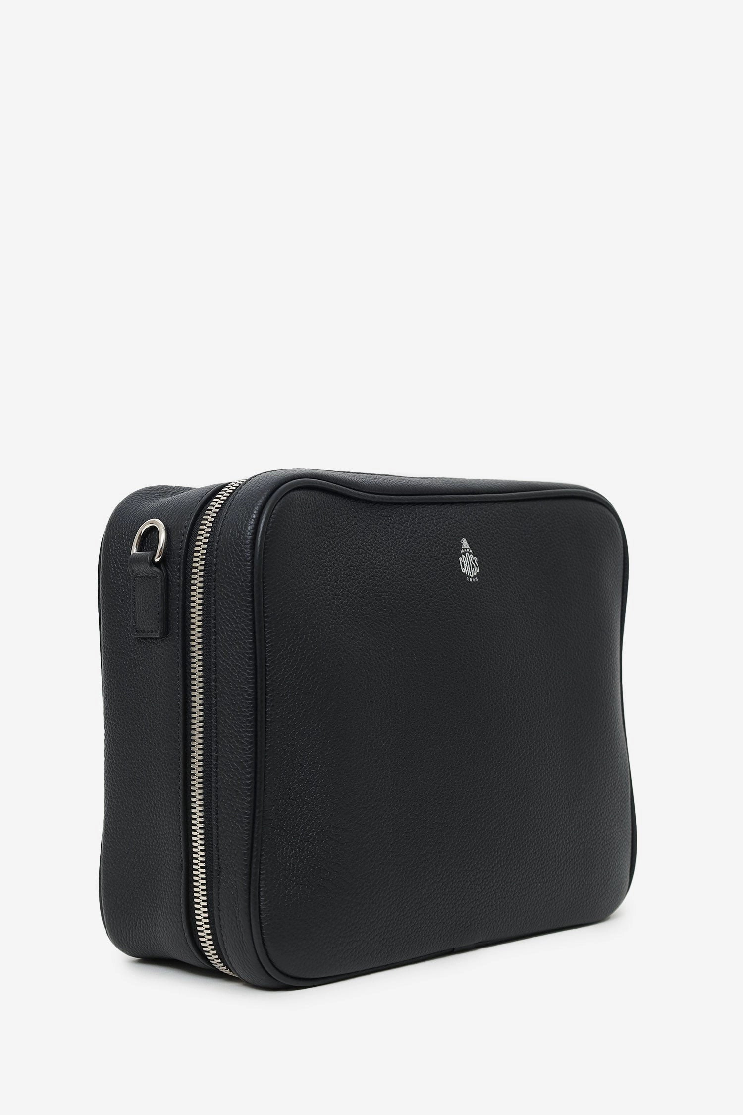 Mark Cross Black Grained Leather Large Messenger Bag