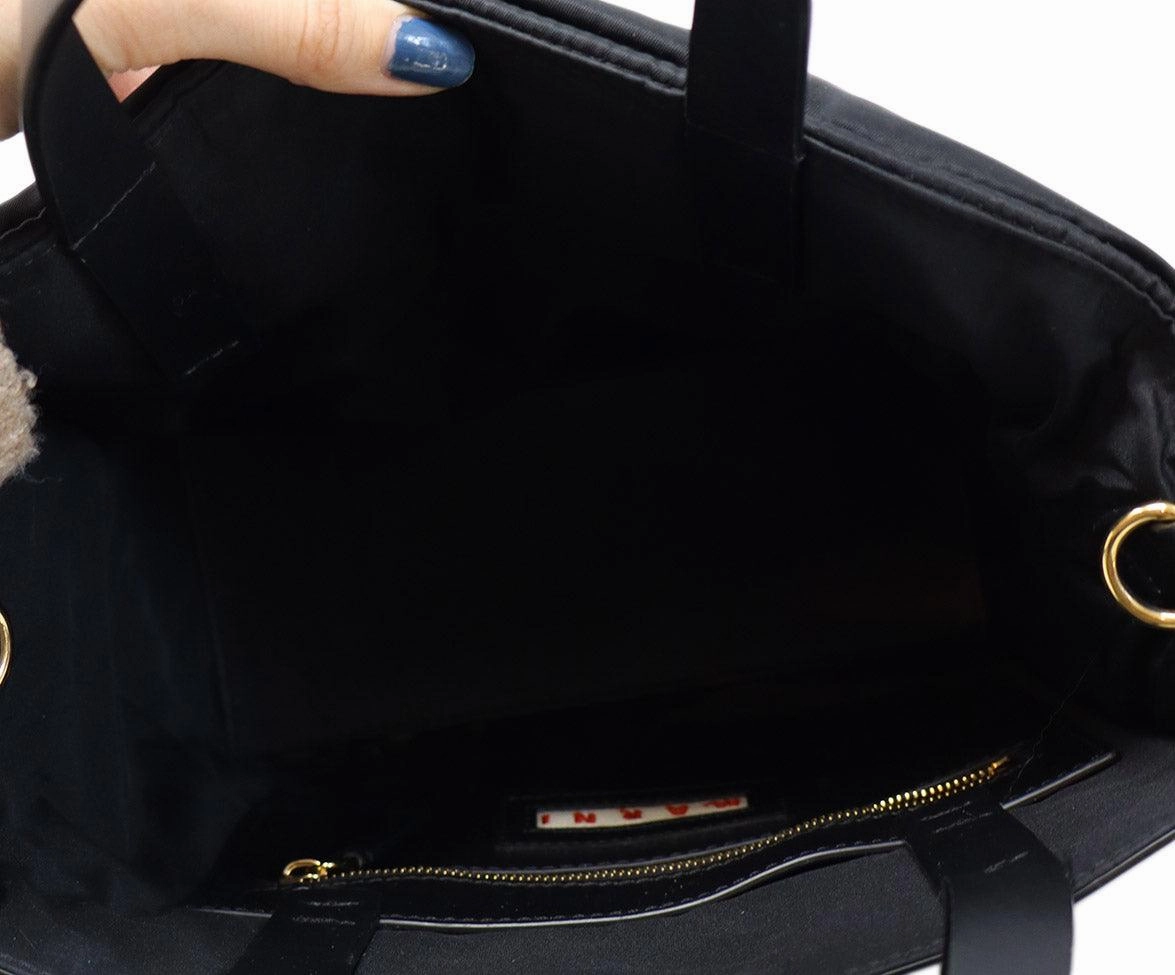 Marni Black Leather & Nylon Museo Soft Tote