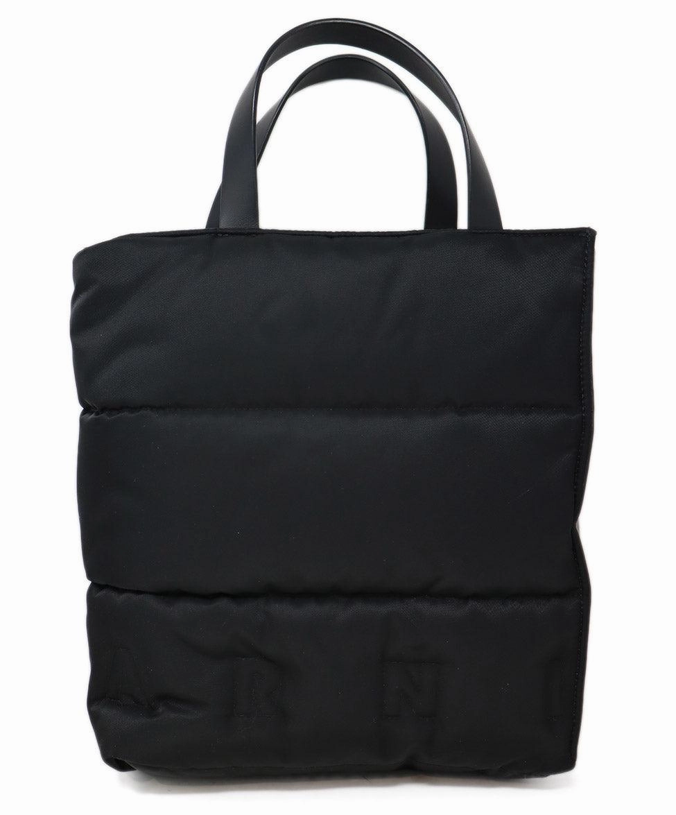 Marni Black Leather & Nylon Museo Soft Tote