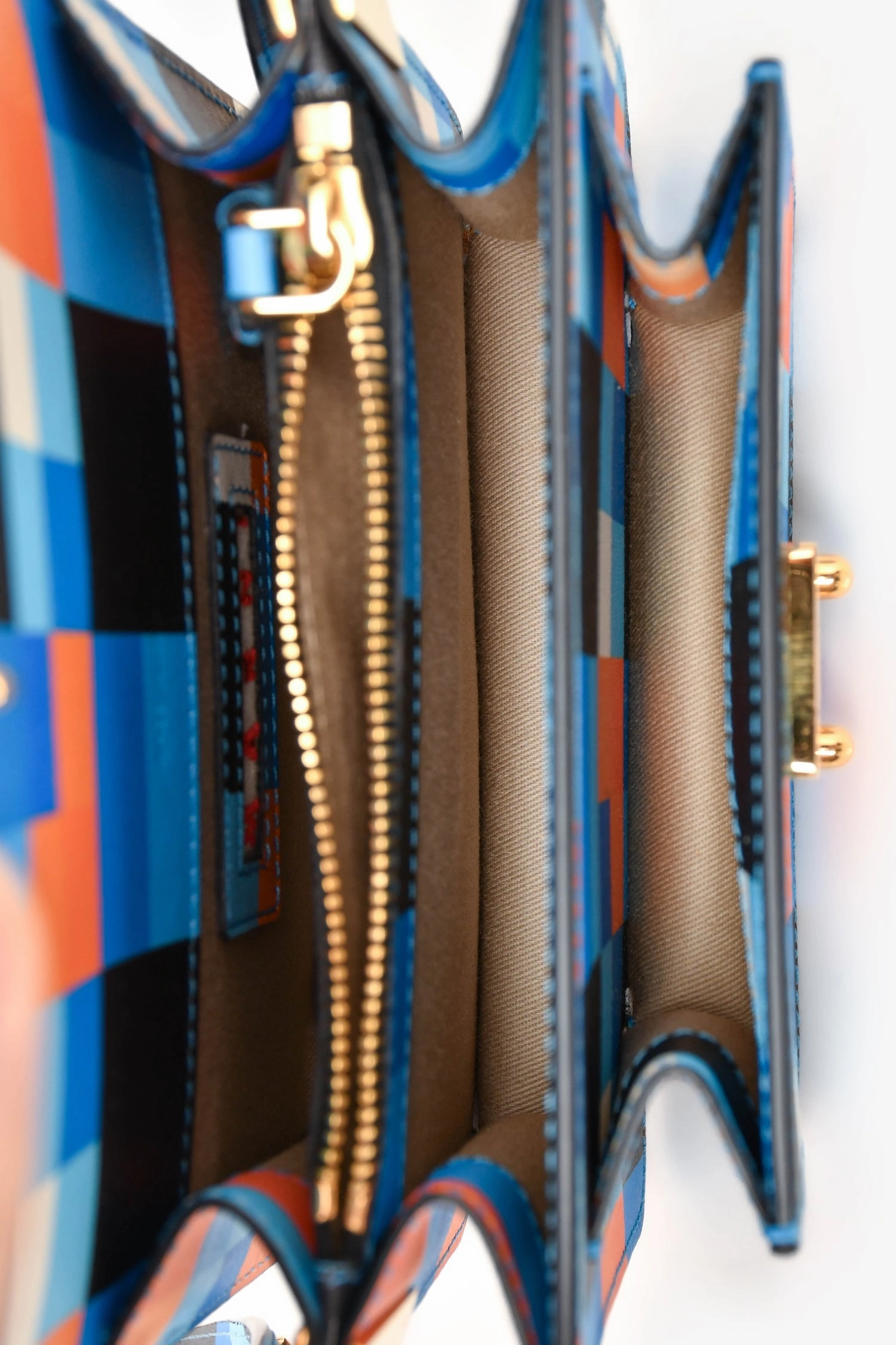 Marni Blue/Orange Geometrical Print Mini Trunk Crossbody Bag