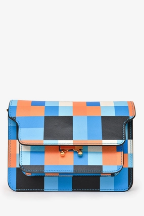 Marni Blue/Orange Geometrical Print Mini Trunk Crossbody Bag