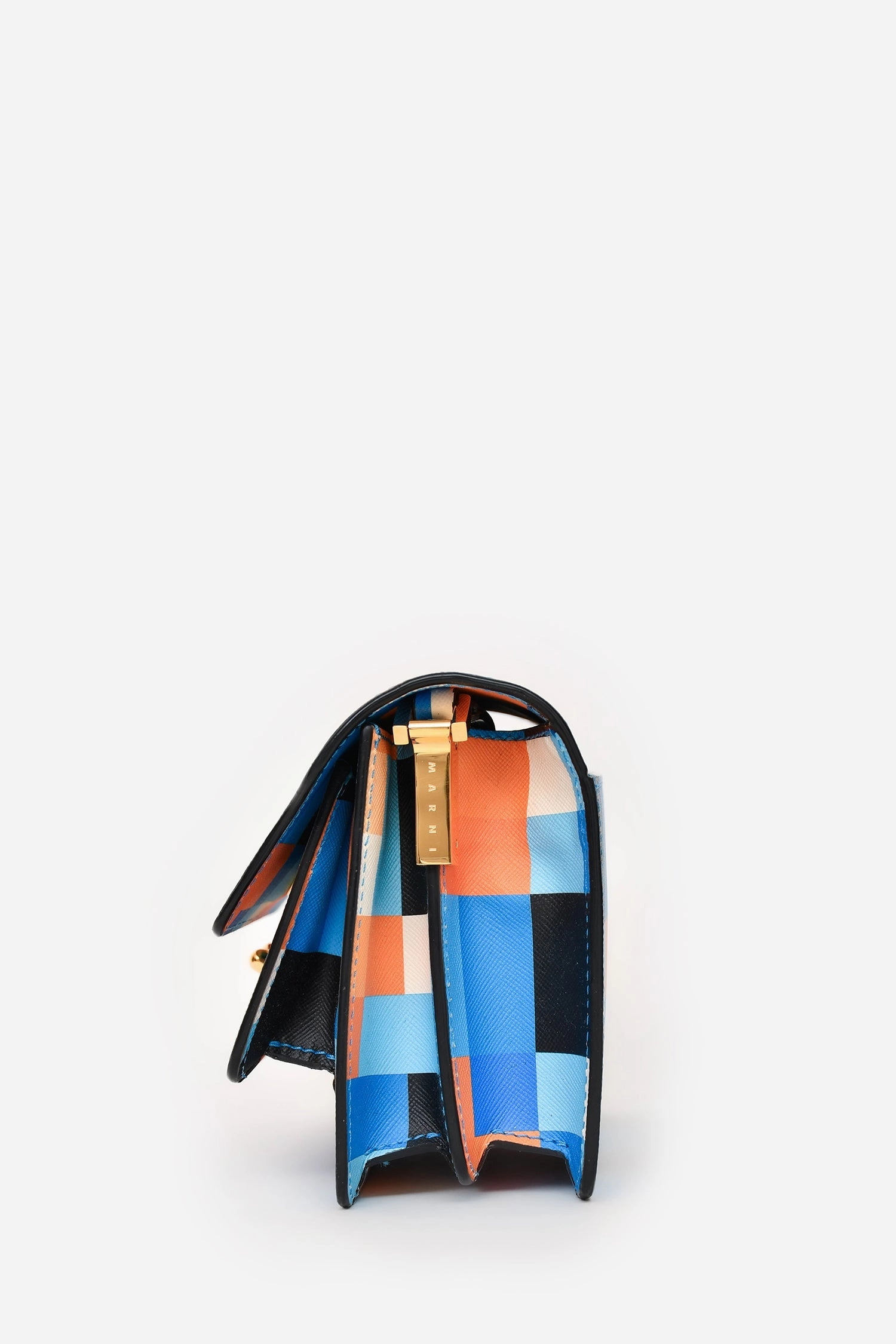 Marni Blue/Orange Geometrical Print Mini Trunk Crossbody Bag