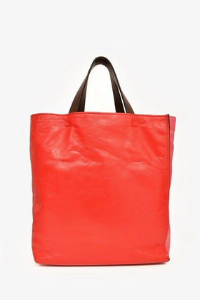 Marni Red/Pink Leather Tote with Strap