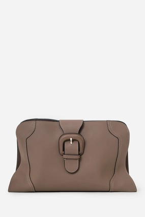 Marni Taupe Leather Buckle Clutch