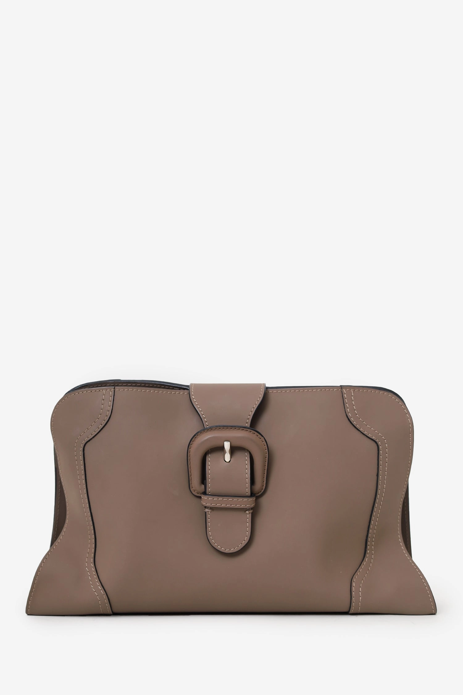Marni Taupe Leather Buckle Clutch