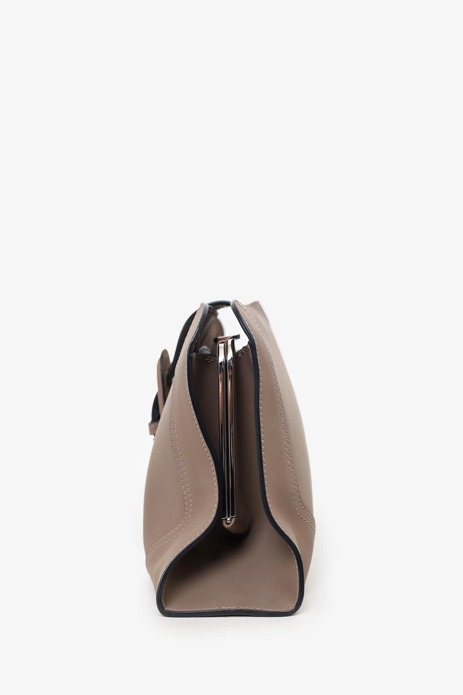 Marni Taupe Leather Buckle Clutch