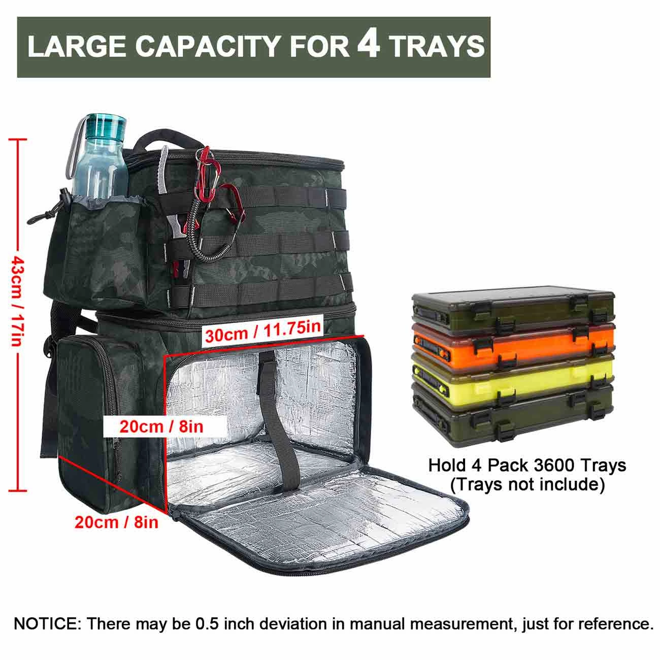 MATEIN Fishing Tackle Box Backpack with Cooler