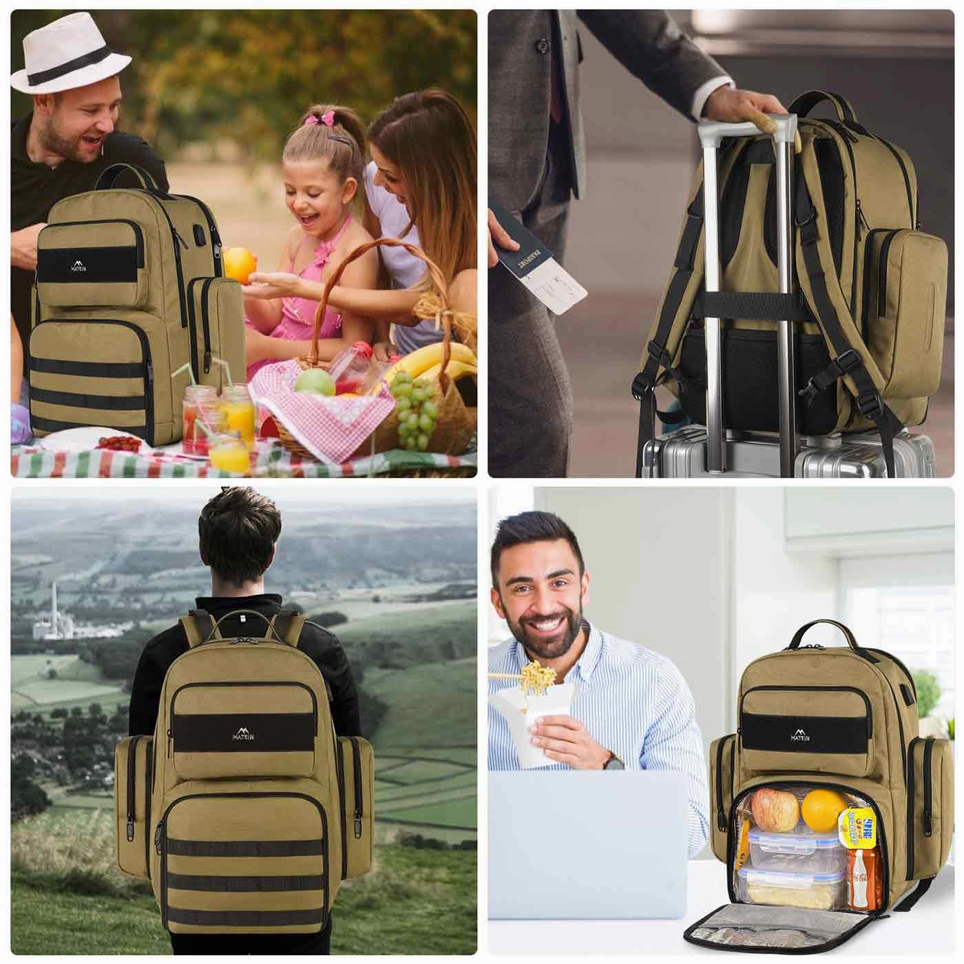MATEIN Heavy Duty Backpack with Lunch Box