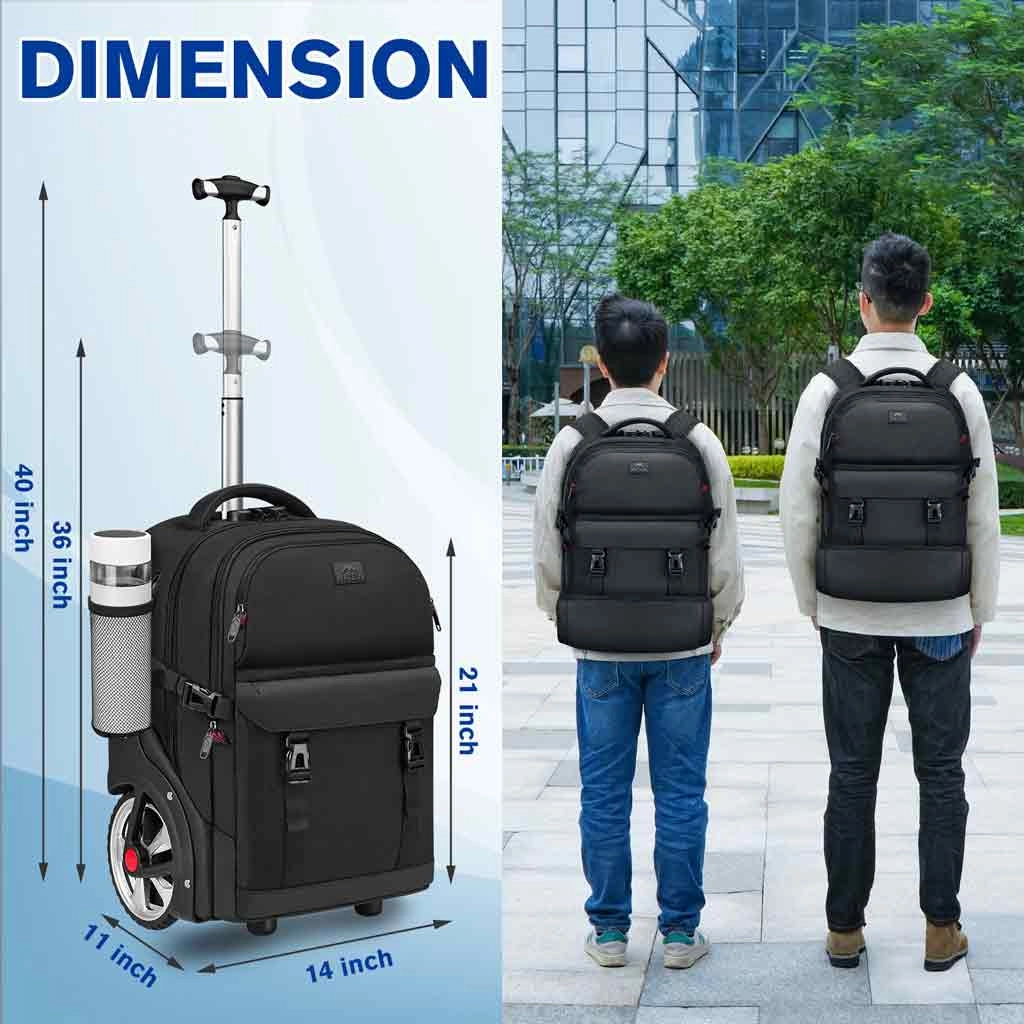 MATEIN Rolling Backpack with Combination Lock