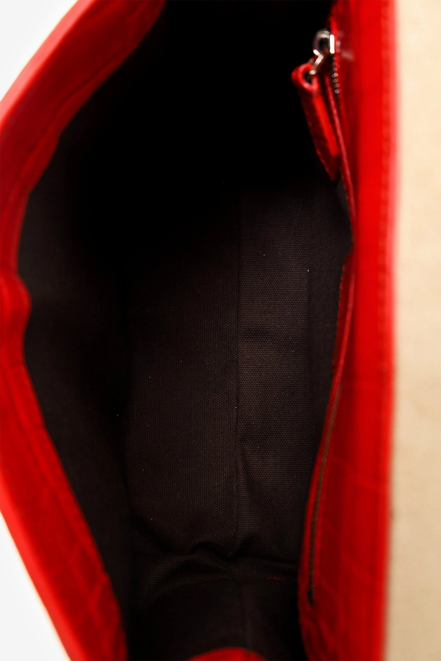 Max Mara Red Croc Embossed Leather Top Handle Bag with Strap